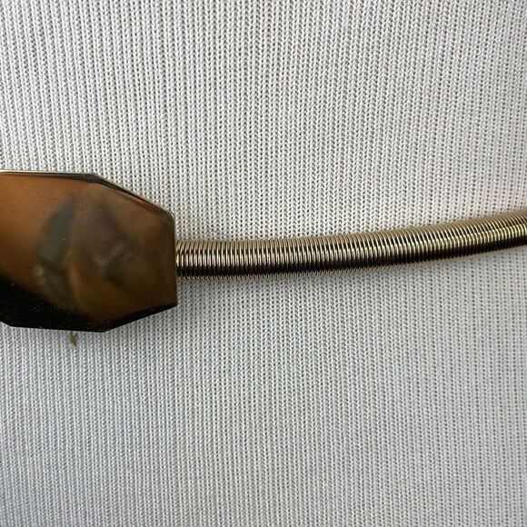 Vintage Retro Stretchable 80's Brass Gold Chain Metal Snake Belt - Picture 3 of 8